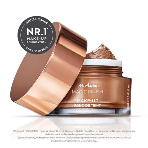 M. Asam Magic Finish Mousse Make Up - Farbe Classic 30ml - Mineral Foundation für alle Hauttypen, bietet eine mittlere Abdeckung mit satinmattem Finish und ist tierversuchsfrei. Ideal für ein makelloses Make-up!