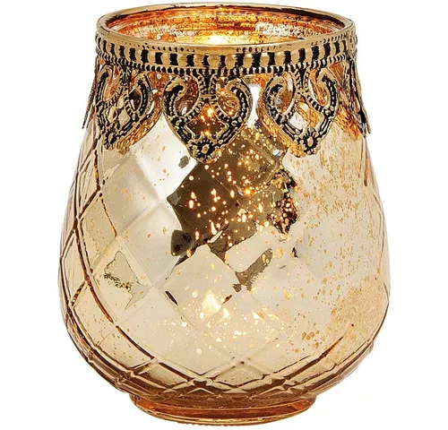 Orlob Teelichthalter Windlicht Marokko 10,5cm gold