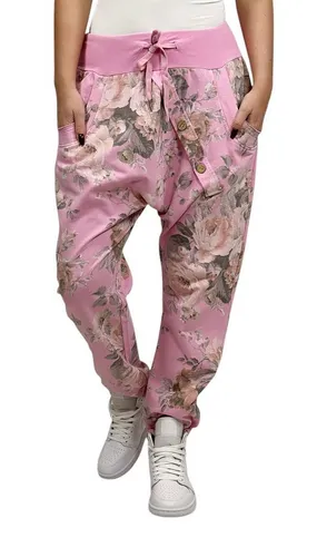 Mississhop Boyfriend-Hose Damen Hose Sweatpants Jogginghose Blumen M.130