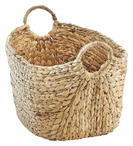 Kobolo Aufbewahrungskorb aus Wasserhyazinthe 56x40x41cm - Dekokorb aus geflochtener Wasserhyazinthe, handgefertigt und einzigartig. Ideal als Wäsche-, Aufbewahrungs- oder Zeitungskorb – vielseitig einsetzbar und umweltfreundlich.