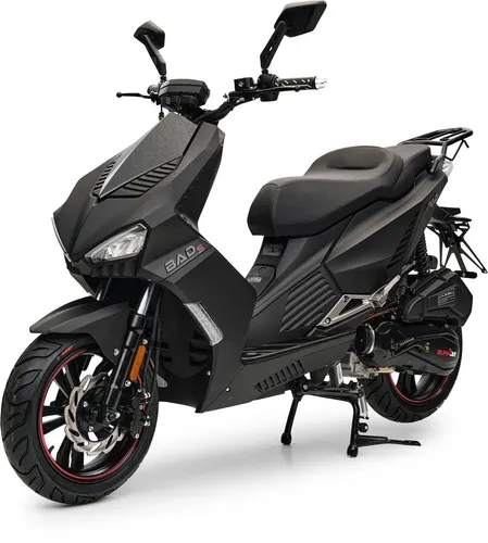 Burnout Motorroller BAD s Mattschwarz - 125 ccm, 85 km/h mit Keyless Go & Alarmanlage - Motorroller mit sportlichem Design, Euro 5, und einem besonderen Keyless Go-System für maximalen Komfort und Sicherheit.