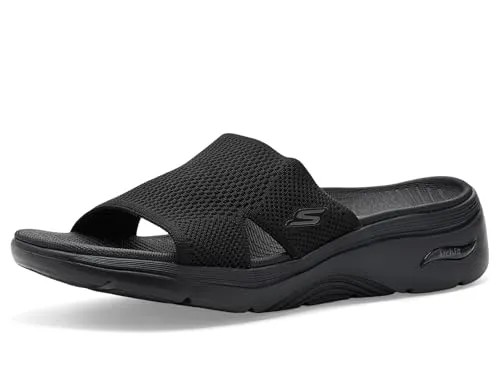 Skechers Damen GO Walk Arch FIT 2.0 Sandale - Schwarz, 42 EU - Wanderschuhe mit Arch Fit, maschinenwaschbar und ergonomischem Goga-Fußbett für ultimativen Komfort und Unterstützung beim Gehen.
