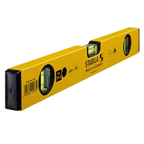 STABILA Wasserwaage Type 70-2, 40 cm, leichtes Alu-Profil, 1 Horizontal-Libelle, 2 Vertikal-Libellen, Made in Germany