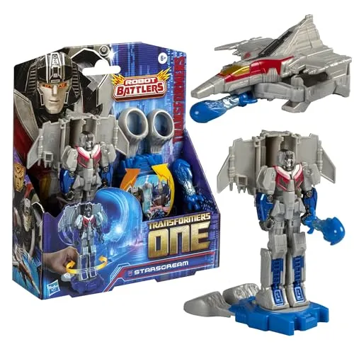 Transformers One Robot Battlers Starscream - 11,4 cm Actionfigur - Actionfiguren für Kinder, 2-in-1 Verwandlungsspielzeug mit einfacher Umwandlung in 4 Schritten und coolem Energon Power Schwert für aufregende Kämpfe.