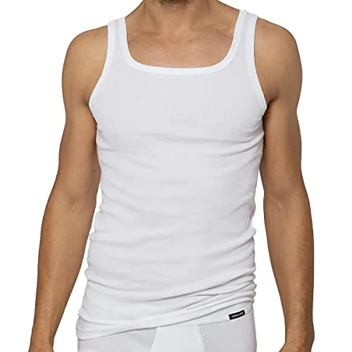 Ammann GOTS Feinripp Unterhemd 4er Pack (6 Weiß) - Hochwertige Unterhemden aus 100% Organic Cotton in Feinripp-Qualität. Bieten optimalen Tragekomfort und perfekte Passform für den ganzen Tag. Pflegeleicht und maschinenwaschbar, ideal für empfindliche Haut.