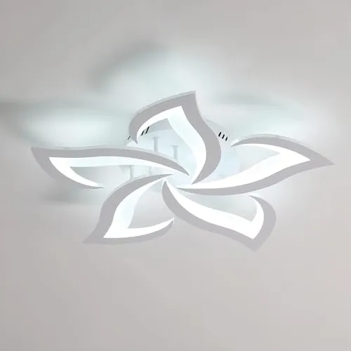 Comely Deckenlampe, LED Deckenleuchte 60W 6750lm, Kaltes Weiß 6500K Moderne Blütenblatt Design Deckenlampe für Wohnzimmer Küche Schlafzimmer Esszimmer, Dia 58cm