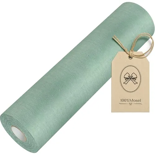 100%Mosel Vlies Tischläufer Eukalyptus Grün (30 cm x 25 m) - Vielseitiger Tischläufer aus leicht transparentem Vlies, ideal für festliche Anlässe. Perfekt für Geburtstagsfeiern, Hochzeiten und kreative Deko-Ideen. Einfach zuschneidbar für individuelle Tischgestaltungen.