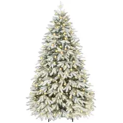 Yorbay Künstlicher Weihnachtsbaum 210cm mit LED Beleuchtung - Künstlicher Weihnachtsbaum mit 2043 PE- und PVC-Spitzen, integrierte 370 warmweiße LEDs, einfach aufzubauen und ideal für eine festliche Atmosphäre in jedem Raum.