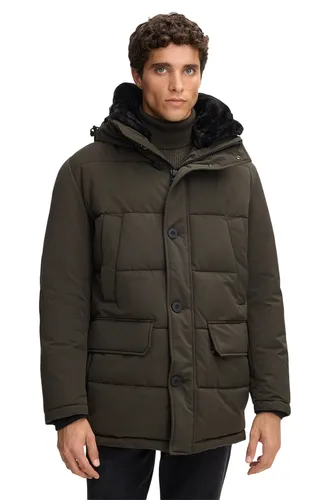 STRELLSON Winterjacke Plaza 2.0 - Olivegrün, Größe 52 - Wind- und wasserfeste Steppjacke für Herren mit abknöpfbarem Kunstfellbesatz, praktischen Taschen und elastischen Bündchen. Ideal für kalte Tage, bietet Komfort und Stil.