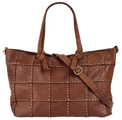 Samantha Look Shopper Damen 021777 cognac - Handtaschen: XXL-Bag mit praktischem Rückfach für schnellen Zugriff und stilvollem Design. Ideal für trendbewusste Frauen!