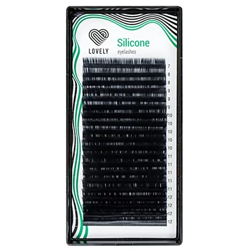 LOVELY Silicone Einzelwimpern für Wimpernverlängerung - Schwarz | Wimpern Extensions mit C, D L, M Biegung | Einzelne Wimpernverlängerungmit 16 Reihen, C - Biegung, Stärke: 0,10mm, Länge: 8mm