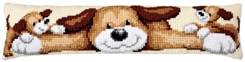 VERVACO Kreuzstich Set Dekorative Zugluftstopper mit Hund - Vorbedruckte Kreuzstich-Sets für Erwachsene, komplettes Set mit hochwertigem Material und einfacher Anleitung – ideal für kreative Entspannung!