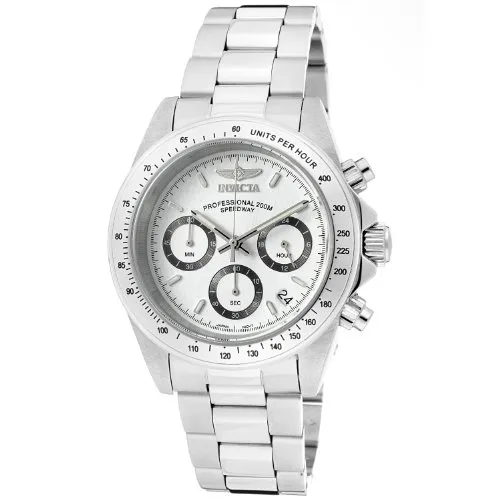 Invicta Speedway Edelstahl Herren Quarzuhr - 39mm mit Chronograph - Armbanduhren für Herren mit elegantem silbernen Zifferblatt und robustem Edelstahl-Armband, ideal für sportliche Anlässe und den Alltag.
