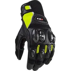 LS2 Spark II Leather Motorradhandschuhe, schwarz-gelb, Größe S für Männer - Motorradhandschuhe mit Touchscreen-Kompatibilität und optimalem Grip durch Silikonprint, perfekt für sicheres Fahren.
