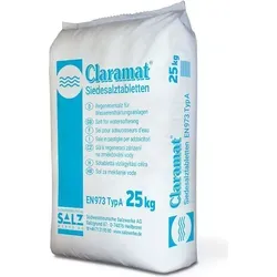 Claramat Salztabletten Regeneriersalz 25 kg - Claramat Regeneriersalz für Wasserenthärtung, 25 kg. Sorgt für spürbar weicheres Wasser und verlängert die Lebensdauer Ihrer Geräte. Ideal für den Einsatz in Spülmaschinen und Wasserenthärtungsanlagen.