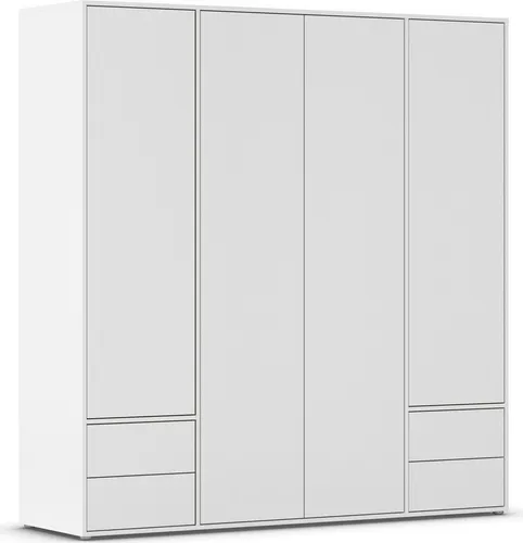 Drehtürenschrank RAUCH "NABILA" - Viel Stauraum in Alpinweiß - Kleiderschrank mit 4 Türen und 2 Schubladen, ideal für die optimale Organisation Ihrer Kleidung. Made in Germany, pflegeleicht und mit Push-to-Open Funktion für einfachen Zugang.