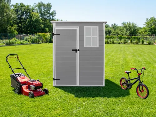 KONIFERA Gerätehaus Lugo 151x92 cm – Nagersicher und Wasserdicht - Robustes Gerätehaus für Garten und Außenbereich. Mit Einflügeltür, 1 Fenster und einfacher Montage. Ideal für die sichere Aufbewahrung von Gartenwerkzeugen.