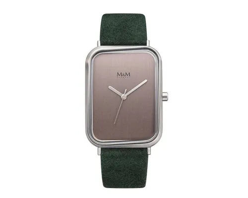 M&M Quarzuhr Armbanduhr Damen Leder Dancing Square, (1-tlg), Analoguhr eckig mit Lederarmband, Designer Uhr