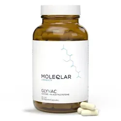 Moleqlar Glynac Glycine & N-acetylcysteine Kapseln - Arzneimittel zur Unterstützung der Zellgesundheit, kombiniert Glycin und N-Acetylcystein für optimale antioxidative Wirkung.