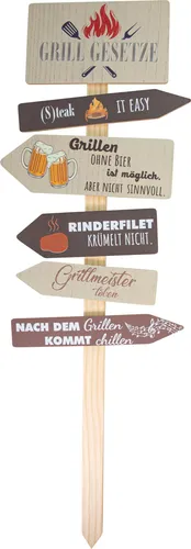 Riffelmacher Holz-Dekostecker Grillgesetze | 25x80 cm | natur-braun | 01672