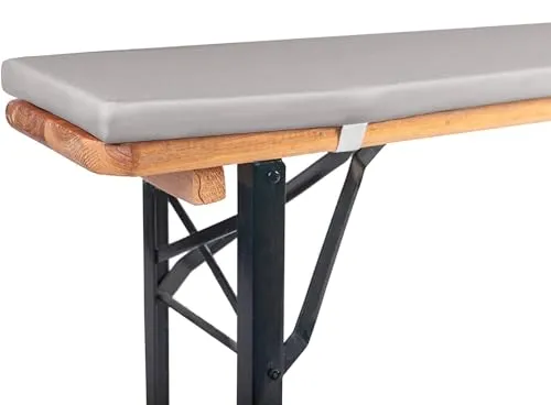 TexDeko® Bierbankauflage gepolstert 220x25x2cm waschbar mit Reißverschluss für Bierzeltgarnitur Härtegrad Mittelhart RG23 Bequeme Bankauflage zum selber aufziehen (Grau)
