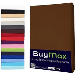 Buymax Spannbettlaken Buymax Jersey aus 100% Baumwolle, Jersey, Gummizug: Rundumgummi, (1 Stück), Pflegeleicht und Atmungsaktiv in Verschiedenen Farben und Größen braun 90 cm x 200 cm