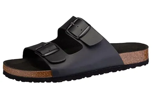 Lico Pantolette Bioline Man Vegan Herren schwarz 38 - Wanderschuhe aus veganen Materialien, mit verstellbaren Schnallen und dämpfungsaktiver EVA-Laufsohle für höchsten Komfort beim Wandern.