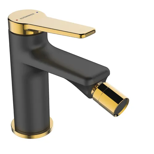 ALANIS Black Gold Stand-Bidetarmatur mit Stöpsel - Elegante Bidetarmatur in Schwarz/Gold für Ihr Badezimmer. Einfach zu montieren und individuell anpassbar. Inklusive praktischem Klick-Klack-Ablauf und hochwertiger Keramikkartusche für zuverlässige Nutzung.