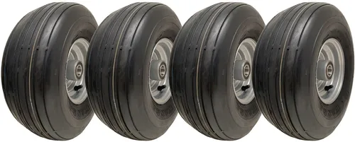 15x6.00-6 Multi Rib Lawnmower Wheels 6ply P508 Tyre Rim 25mm Bearings (Set of 4)