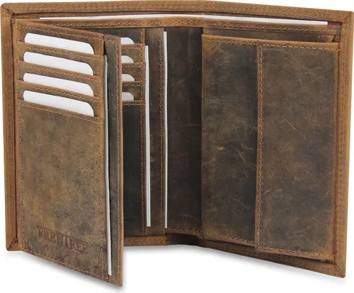 Frentree® Herren Geldbörse aus Wildleder mit RFID-Schutz – Hochformat Portemonnaie in Vintage Braun - Hochwertige Herren Geldbörse aus 100% echtem Wildleder. Mit integriertem RFID-Schutz für alle Fächer, 8 Kartenfächer, 2 Geldscheinfächer und 1 Münzfach. Ideal für den täglichen Einsatz und optimal organisiert.