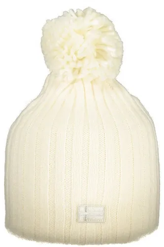 NORWAY 1963 Strickmütze Damen Wintermütze weiß mit Bommel & Applikation - Stilvolles Design