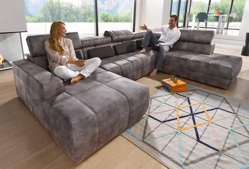 DOMO collection Wohnlandschaft Brandon - Moderne U-Form Wohnlandschaft mit Sitztiefenverstellung und Kopfteilverstellung für optimalen Komfort, ideal für stilvolle Wohnzimmer.