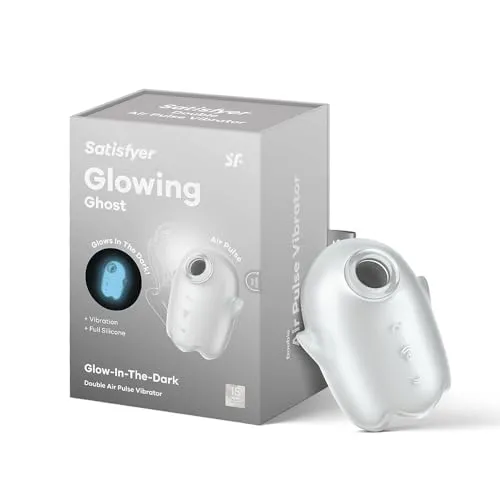 Satisfyer Glowing Ghost - Air Pulse & Vibrator in Weiß - Kompakter Vibrator mit innovativer Air-Pulse-Technologie für berührungslose Stimulation. Leuchtet im Dunkeln und ist wasserdicht (IPX7) für vielseitigen Einsatz.