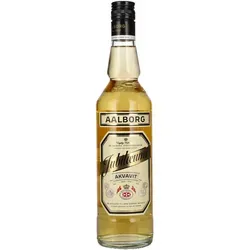 Aalborg Jubiläums Akvavit 40% Vol. 0,7l - Sonstige Spirituosen mit einzigartiger Aromenvielfalt: Dieser Jubiläumsakvavit verzichtet auf Kümmel und begeistert mit Dill, Koriander und Zitrusnoten – ideal pur und eiskalt serviert.