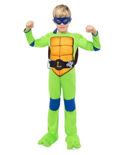 Funidelia Leonardo Ninja Turtles Kostüm für Kinder - Kostüm für Jungen und Mädchen mit Overall, Panzer und Maske – perfekt für Karneval, Halloween und Partys. Offizielle Lizenz, 100% Polyester für besten Tragekomfort!