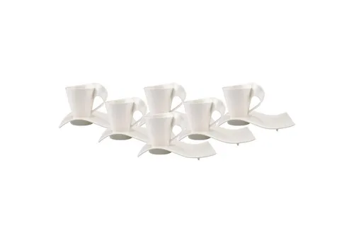 Villeroy & Boch NewWave Caffè Kaffeebecher Set, 6er - Thermobehälter Set mit 6 stilvollen Kaffeebechern und Untertassen aus Premium Porzellan, spülmaschinen- und mikrowellensicher - perfekt für elegante Kaffeetafeln.