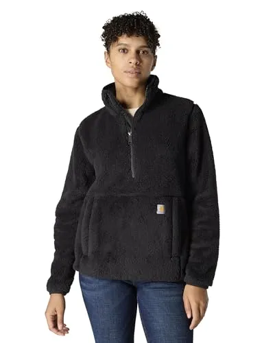 Carhartt Loose Fit Fleece Pullover 106470 - Schwarz - S - Kuscheliger Sherpa-Fleece Pullover mit Viertel-Reißverschluss, ideal für kühle Tage. LOOSE FIT, praktische Reißverschlusstaschen und Stehkragen sorgen für Komfort und Stil.