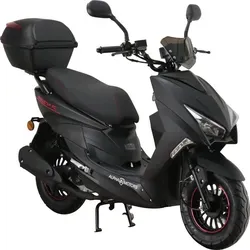 Motorroller ALPHA MOTORS Speedstar FI, mattschwarz - Sportlicher Motorroller mit 45 km/h Höchstgeschwindigkeit, umweltfreundlicher Euro 5 Motor und modernem Einspritzsystem für geringeren Verbrauch und bessere Startfähigkeit.
