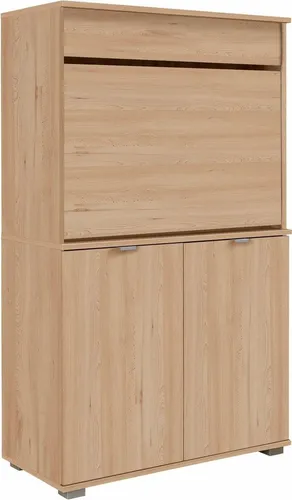 priess Sekretär Ahaus - Kompakter Arbeitsplatz - Sekretär Ahaus mit ausklappbarer Tischplatte bietet viel Stauraum und harmonisches Design, ideal für Wohnzimmer oder Büros. Integrierter Kabeldurchlass für mehr Ordnung.
