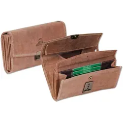 Woodland® Profi Kellnerbörse aus naturbelassenem Büffelleder - Hochwertige Kellnerbörse in Dunkelbraun/Taupe mit verstärktem Hartgeldfach und 4 Geldscheinfächern, ideal für Profis im Service.