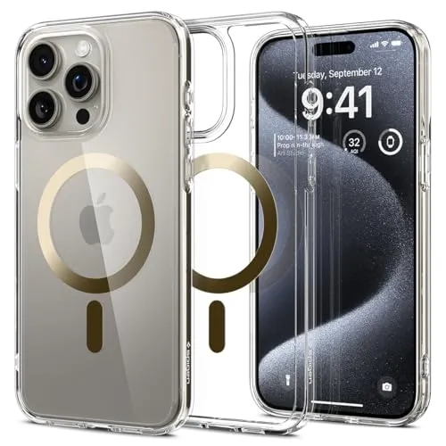 Spigen iPhone 15 Pro Ultra Hybrid MagFit Hülle - Transparent & Dünn - Standard Handyhüllen mit Anti-Yellowing Technologie, die Vergilbung um das 1,7-fache verlangsamt und militärisch getestet für optimalen Schutz.
