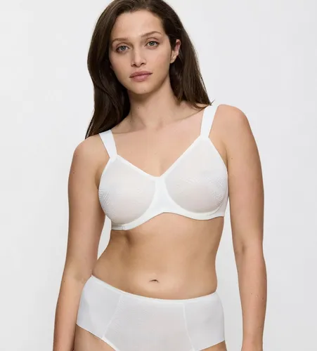 Triumph Essential Minimizer W X BH, Elfenbein - Funktionsunterwäsche mit optischer Brustvolumenreduzierung um eine Cup-Größe, ideal für modischen Look und optimalen Halt in großen Größen.