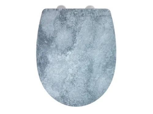 WENKO WC-Sitz Mod. Cement mit Absenkautomatik - WC-Sitz in Betonoptik mit strukturierter Oberfläche, aus bruchstabilem Thermoplast und hygienischer Fix-Clip-Befestigung für einfache Montage und Reinigung.