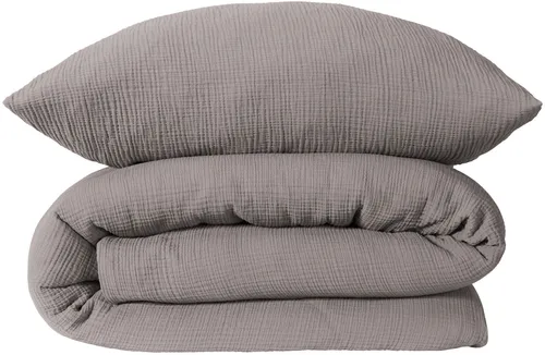 Schiesser Bettwäsche Molly - 2-teilig aus supersofter Musselin-Qualität - Bettwäsche-Set in Grau, aus 100% Baumwolle, besonders weich und atmungsaktiv, ideal für erholsame Nächte. Maschinenwaschbar und trocknergeeignet.