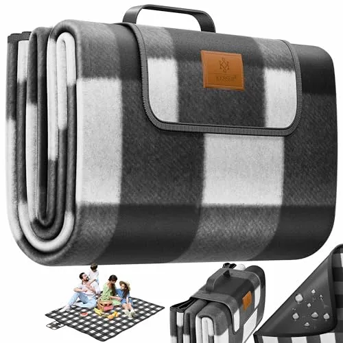 KESSER® Picknickdecke XXL 200 x 200 cm - Wasserabweisend und wärmeisoliert - Picknickdecken für 4-6 Personen, mit wasserdichter Unterseite und praktischem Tragegriff. Ideal für ein entspanntes Picknick im Freien, leicht zu reinigen und langlebig.