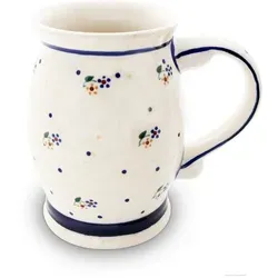 Bunzlauer Keramik Kanne Original Bunzlauer Keramik 650ml Bierkrug Humpen mit Henkel Dekor 111, 0,65 l gelb