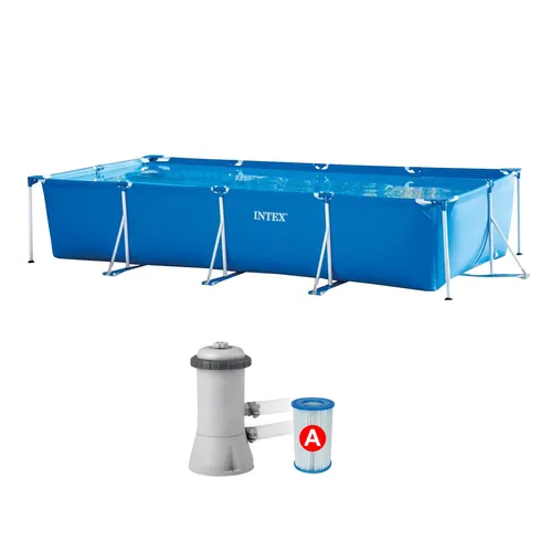 Intex 28274 Frame Pool Rectangular 450x220x84cm Swimming Pool Filterpumpe Family