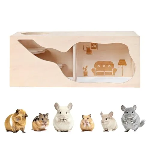 Marchul Hamsterversteck Holzhaus Kammer Kleintiere Haustiere Tunnel Erkundungsspielzeug für Zwerghamster, Syrische Hamster, Rennmäuse, Igel, Ratten, Mäuse (Wohnzimmer)