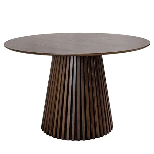riess-ambiente Esstisch VALHALLA WOOD 120cm smoked braun - Esstisch für bis zu 4 Personen, aus pflegeleichter Eiche mit elegantem Säulenfuß. Ideal für gemütliche Abendessen und entspannte Stunden.
