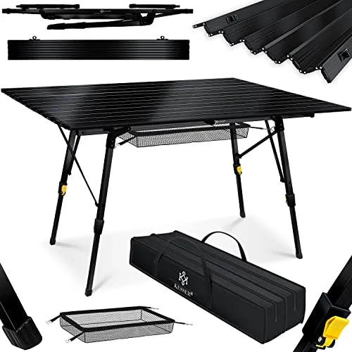 KESSER® Campingtisch faltbar – Leichter Klapptisch mit Höhenverstellung - Camping-Möbel aus hochwertigem Aluminium, wetterfest und bis 30 kg belastbar. Ideal für In- und Outdoor, einfach zusammenfaltbar und mit Tragetasche für mühelosen Transport.